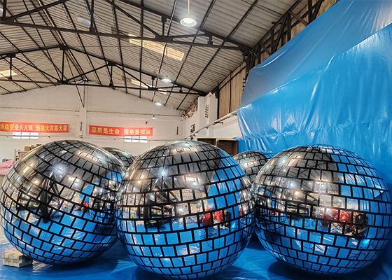 Dance Nightclub Atmosphere Decoration PVC Silver Inflatable Disco Mirror Balloon