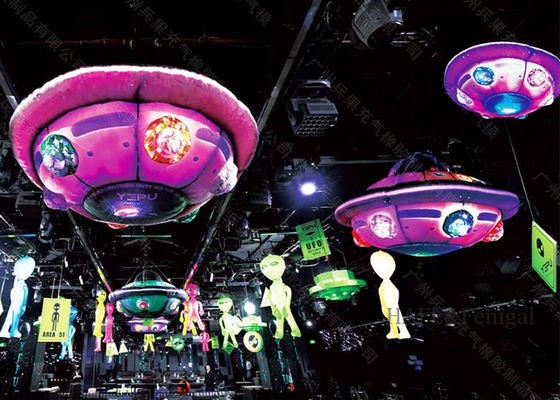 Giant Outdoor Inflatable Art Decorating Alien Flying Saucer With LED Light Custom Pattern