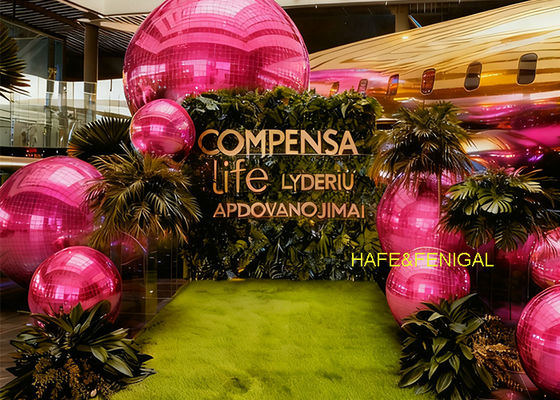 Dia.1m Inflatable Shiny PVC Pink Mirror Balloon For Weddings And Parties