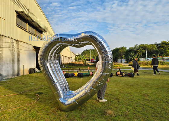 Custom Large Silver Inflatable Heart Shape Decoration for Events, Weddings, and Photo Backdrops