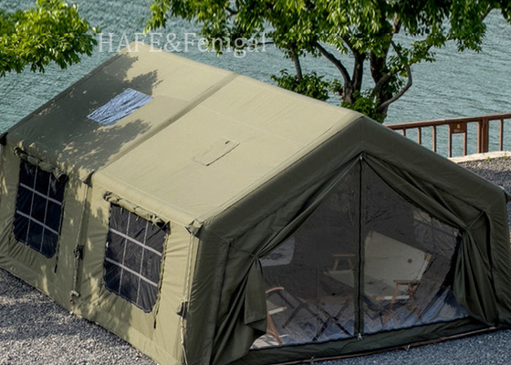 Army Green Air Inflatable Camping Tent 13.6 Outdoor Free Construction One Room One Living Room Ridge Rainproof