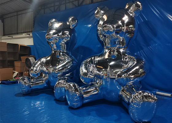 2m Silver Bear Advertising Inflatable Mirror Ball Space Atmosphere Decoration PVC