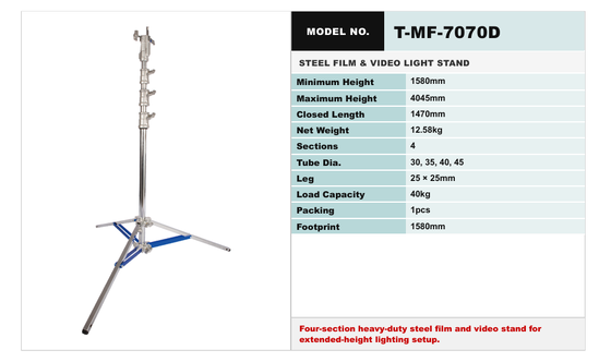 High-grade Steel Studio Light Stand with Effortless Height Adjustment and 30 kg Load Capacity for Professional Use