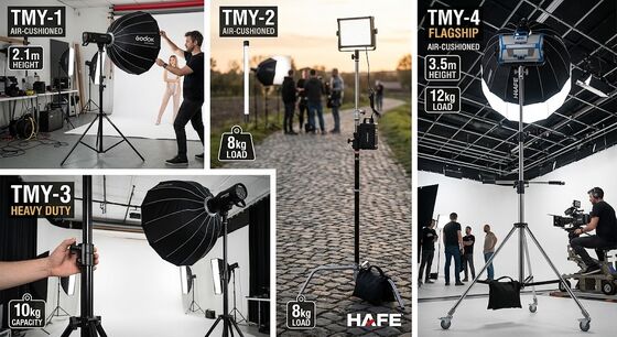 スタジオの安全のために12kgの負荷容量と3.5mの高さのエアクッションアルミライトスタンド